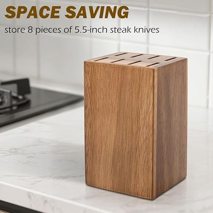8 Slots Steak Knife Block Holder, 5.5" Wooden Small Knife Block