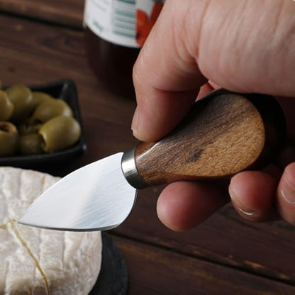 Linwnil 4-Piece Set of Stainless Steel Cheese Knives with Wood Hand