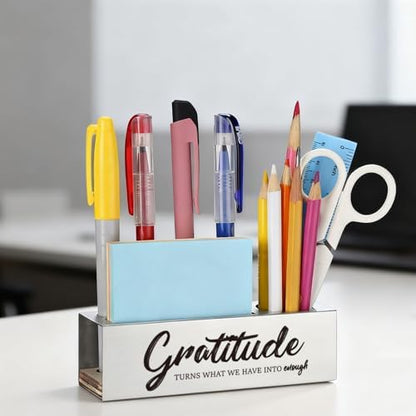Gratitude Inspirational Gift Stainless Steel Desk Organizer Note