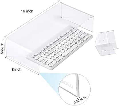 16"x8"x4" Acrylic Monitor Stand, Clear Laptop Riser with Bonus Phone