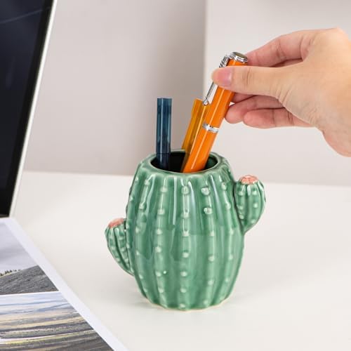 Ceramic Cactus Pen Holder Stand Cup Cactus Pencil Holder Organizer