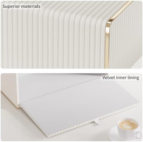 Tissue Box Cover,White Rectangle Leather Tissue Box Holder with