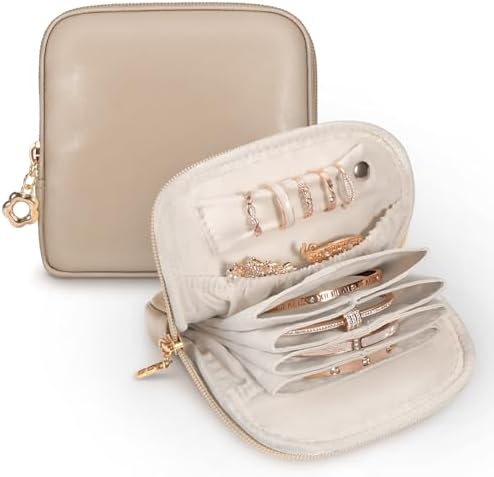 SITHON Small Travel Jewelry Case with Ring Holder, Mini Jewelry Pouch