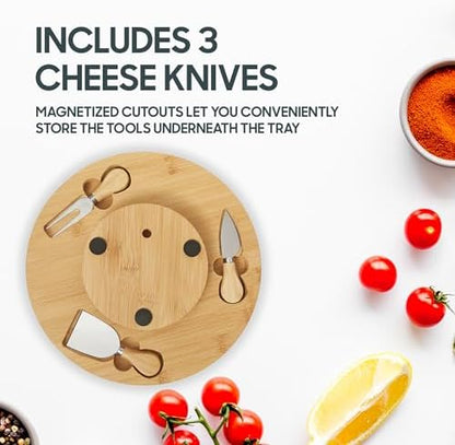 Hammer + Axe Charcuterie Board Set, Round Lazy Susan Bamboo Tray with