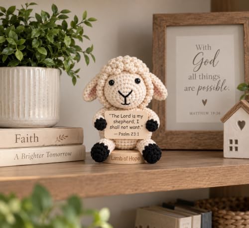 Lamb of Hope Crochet with 92 Bible Verse Signs - Christian Gifts for