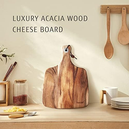 hecef Cheese Board set of 3,a Acacia Wood Cheese Plate, a Knife, a