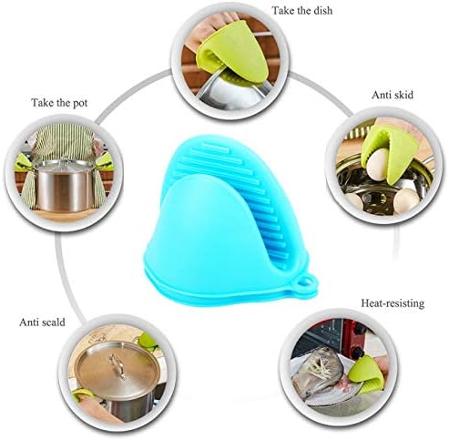 2 Pairs Mini Oven Gloves Silicone Oven Mitts Red and Blue