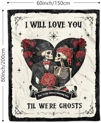 Moyel Gothic Skeleton Ghost Throw Blanket for Couples Halloween Gifts