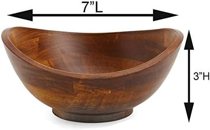 Woodard & Charles Set of 4 Wood Ind Serving Bowls, 7"x 6.5"x3" Cherry