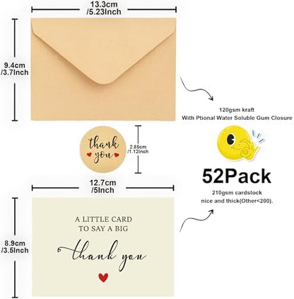 52 Pack 210GSM | Thank You Cards | Thank You Cards & Notes with