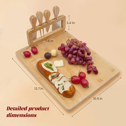 Bamboo Charcuterie Boards Cheese Board Knife Set,House Warming Gifts