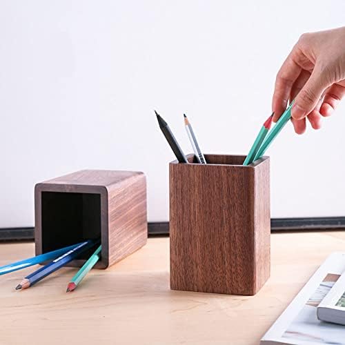 Wooden Pencil Holder, Stationery Organizer, Square Pen Cup Holder