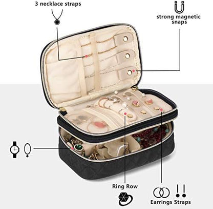 Teamoy Jewelry Travel Case Organizer, Small Jewelry Storage Bag, Black
