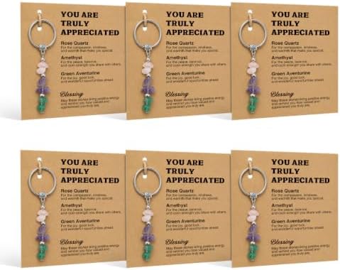 6 Pcs Thank You Keychain Team Gifts for Coworkers, Keychain Bulk Gifts