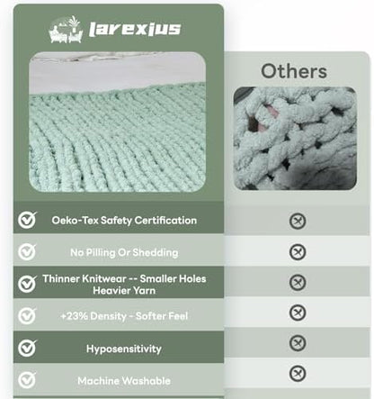 Chunky Knit Throw Blanket for Couch,40x50 Inches Sage Green