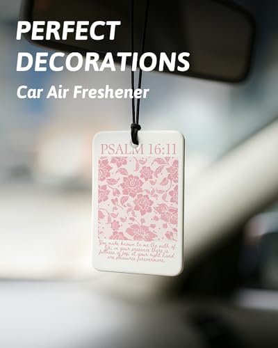 Pink Christian Car Air Freshener 4 Pcs, Girly Pink Bow Floral