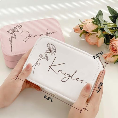 Personalized Jewelry Box Gifts for Women Custom Travel Jewelry Case