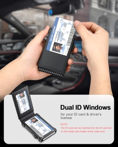 Wallet for Men RFID Wallet with 2 ID Windows & Money Clip, Slim Card