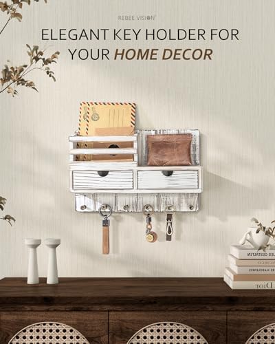 Rebee Vision Key Holder Wall Mount with 2 Drawers for Apartment