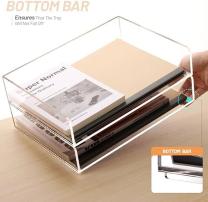 SANRUI Acrylic Desk Organizer Stackable Paper Tray, Letter Size Tray