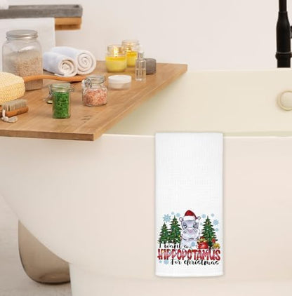 I Want a Hippopotamus for Christmas Kitchen Towels, Hippo Lover Gifts