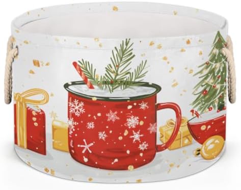 Christmas Tree Mug Gift Large Round Storage Basket, Collapsible