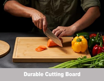 Allsum Large Bamboo Wood Cutting Boards for Kitchen, 1" Extra Thick