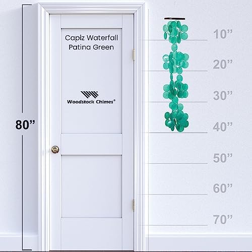Woodstock Chimes Capiz Waterfall Wind Chime, 40" Patina Green Capiz