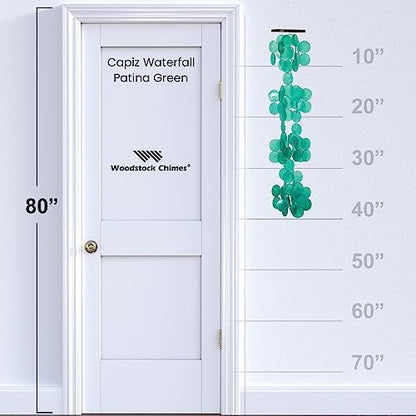 Woodstock Chimes Capiz Waterfall Wind Chime, 40" Patina Green Capiz