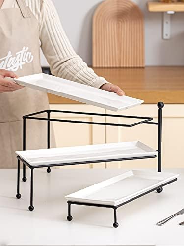 Kanwone 3 Tiered Serving Stand - White Porcelain Platters, 14.5" x 6"