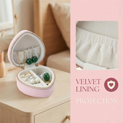 Heart Shaped Jewelry Travel Case, Portable Ring Holder & Organizer