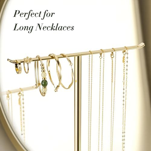 Jewelry Holder Stand with Ceramic Base: 12" Tall Necklace Organizer