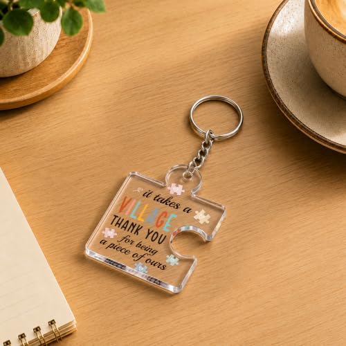 12 Pcs Thank You Teachers Keychains, It Takes a Village Appreciation