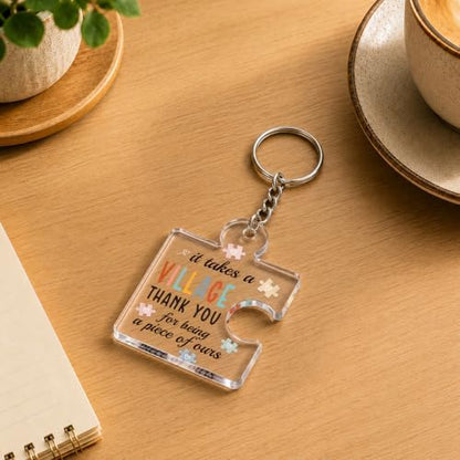 12 Pcs Thank You Teachers Keychains, It Takes a Village Appreciation