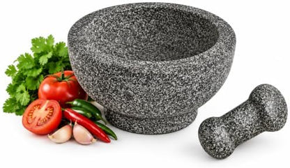 IMUSA 8.5" Traditional Heavy Duty Polished Granite Molcajete for Fresh