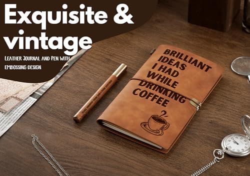 InnoBeta Coffee gifts Leather Journal Notebook with Pen, for Coffee