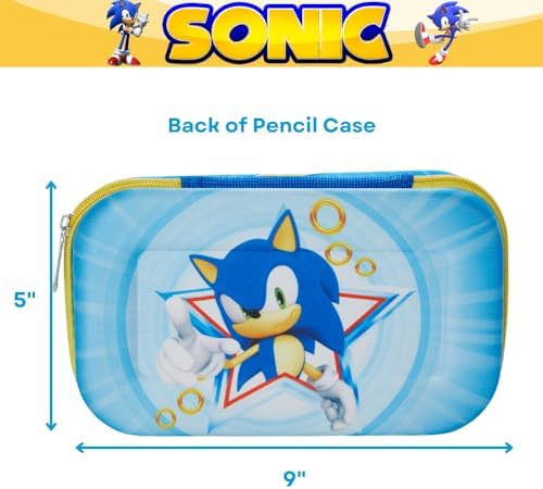 Sonic the Hedgehog Pencil Case Set, Gel Pens & Stickers, School