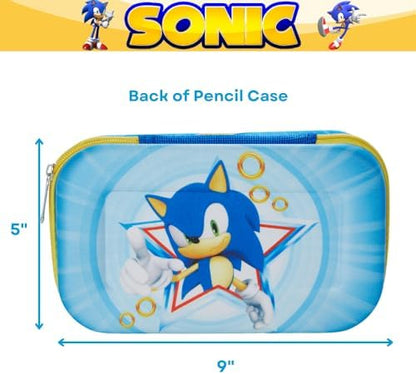 Sonic the Hedgehog Pencil Case Set, Gel Pens & Stickers, School