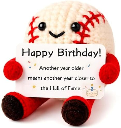 Crochet Baseball Birthday Keepsake Figurine — "Closer to the Hall of