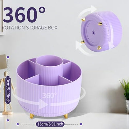 Camelmother 360°Rotating Pen&Pencil Holder For Desk With 5Slots Cute