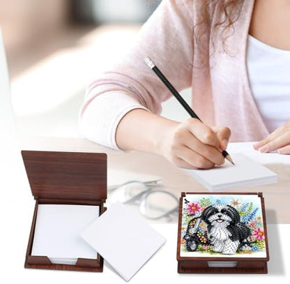 Sticky Note Holder Diamond Art Painting Wooden Post Note Dispenser