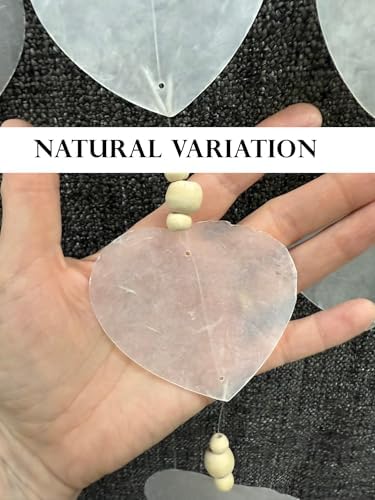 Heart Windchime - XL White Capiz Shell Driftwood Wood Bead Wind Chime