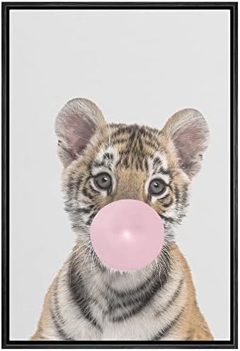 NWT Framed Canvas Print Wall Art Kids Child Bedroom Bubblegum Jungle