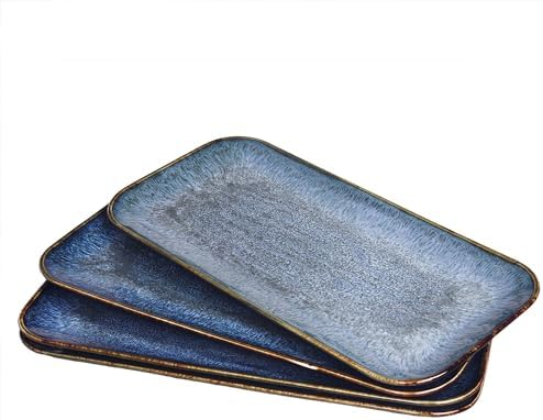 Porcelain Plate Set Large Serving Tray Set of 4, Reusable Serving