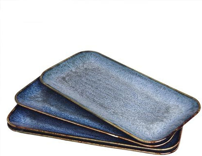Porcelain Plate Set Large Serving Tray Set of 4, Reusable Serving