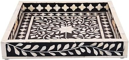 Handicrafts Home Bone Inlay Black Decorative Ottoman Serving Tray