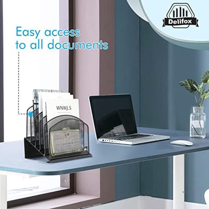 Delifox Inclined File Organizer for Desk, 5-Section Vertical File