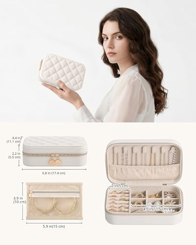 Lolalet Travel Jewelry Case with Clear Bag for Women Girls