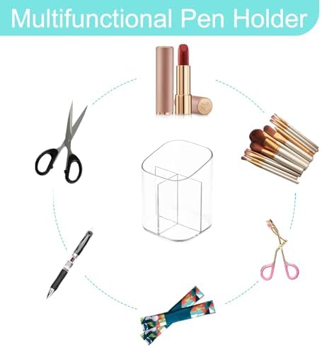 Newkita Acrylic Clear 3 Slots Pencil Pen Holder for Desk, Desktop