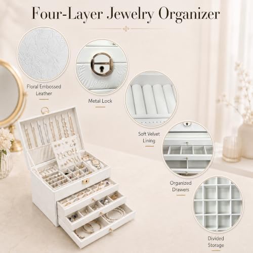 Jewelry Box Set, 4-Tier Jewelry Organizer and Storage & Travel Jewelry